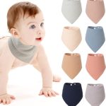 Rapotti Baby Drool Bibs Cotton for Boys and Girls Solid Colors 8 Pack Baby Bids Set for Teething and Drooling